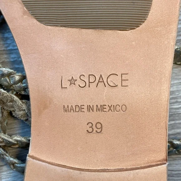 L*Space Hermosa braided sandals gold leather 39/9 - Picture 8 of 15